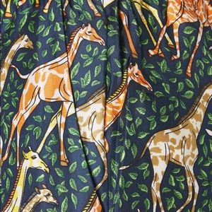 JCrew pull-on silk pants in giraffes
